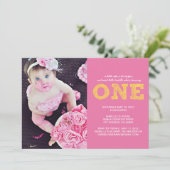 Eerste uitnodiging voor de eerste verjaardag (Staand voorkant)