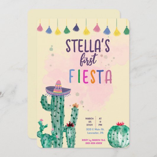 eerste uitnodiging voor de eerste verjaardag van F (Voorkant / Achterkant)