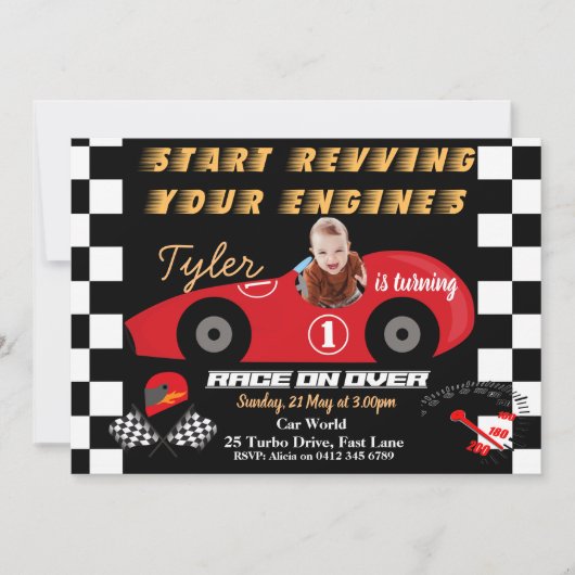 Eerste uitnodiging voor de geboorte van de auto (Voorkant)