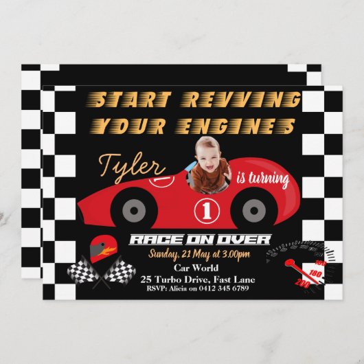 Eerste uitnodiging voor de geboorte van de auto (Voorkant / Achterkant)