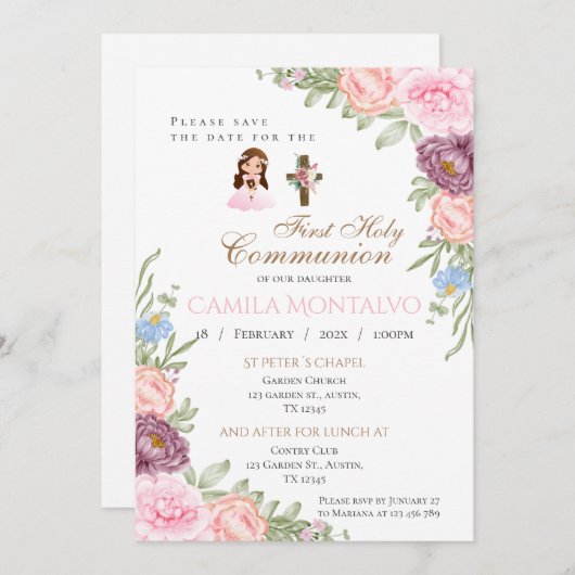Eerste uitnodiging voor de Heilige Communie (Voorkant / Achterkant)