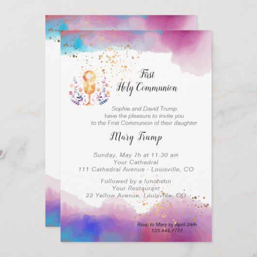 Eerste uitnodiging voor de Heilige Communie (Voorkant / Achterkant)