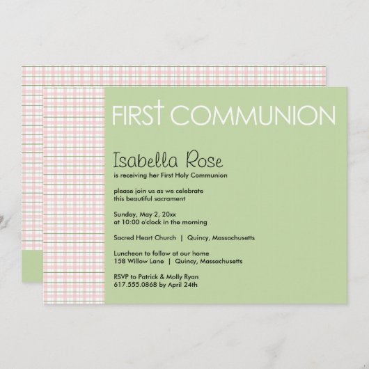 Eerste uitnodiging voor de Heilige Communie (Voorkant / Achterkant)