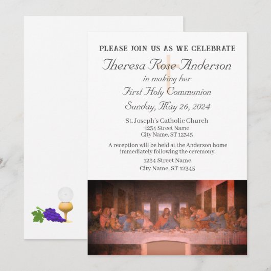 Eerste uitnodiging voor de Heilige Communie (Voorkant / Achterkant)