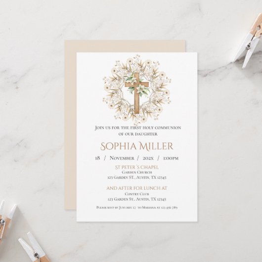 Eerste uitnodiging voor de Heilige Communie (Voorkant / Achterkant in situ)
