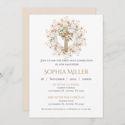 Eerste uitnodiging voor de Heilige Communie (Voorkant / Achterkant)