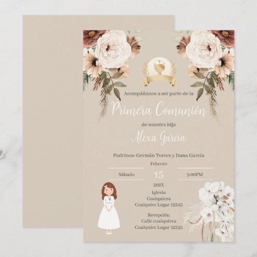 Eerste uitnodiging voor de Heilige Communie (Voorkant / Achterkant)