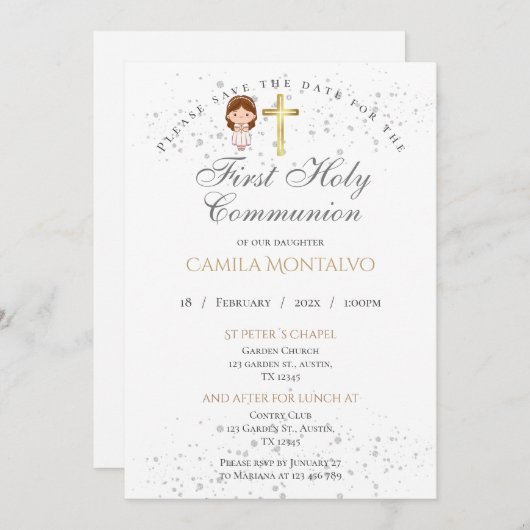 Eerste uitnodiging voor de Heilige Communie (Voorkant / Achterkant)