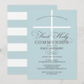 Eerste uitnodiging voor de Heilige Communie Blauw (Voorkant / Achterkant)