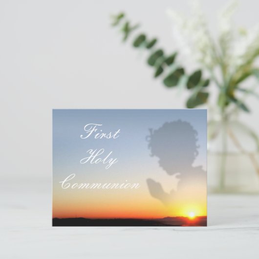 Eerste uitnodiging voor de Heilige Communie Briefkaart (Staand voorkant)