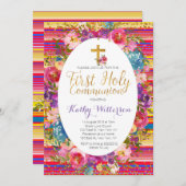 Eerste uitnodiging voor de Heilige Communie Fiesta (Voorkant / Achterkant)