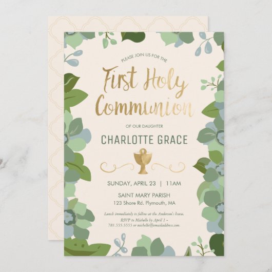Eerste uitnodiging voor de Heilige Communie, Flora (Voorkant / Achterkant)