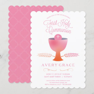 Eerste uitnodiging voor de Heilige Communie - Girl