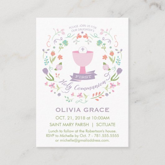 Eerste uitnodiging voor de Heilige Communie, Kaart (Voorkant)