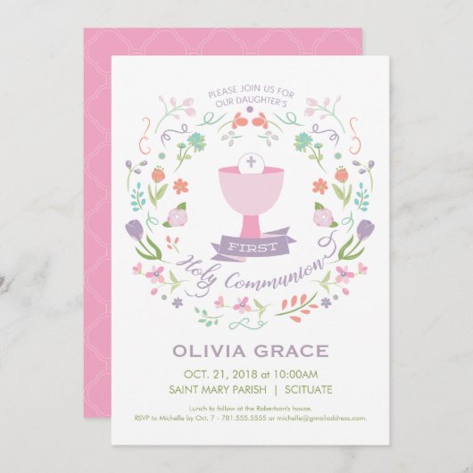 Eerste uitnodiging voor de Heilige Communie, uitno (Voorkant / Achterkant)