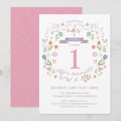 Eerste uitnodiging voor de verjaardag van Girl - C (Voorkant / Achterkant)