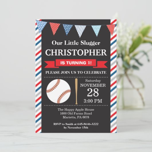 Eerste uitnodiging voor de wedstrijd Baseball Birt (Staand voorkant)