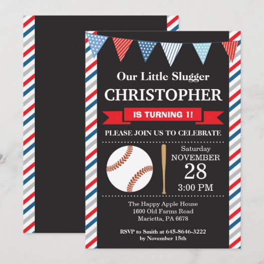 Eerste uitnodiging voor de wedstrijd Baseball Birt (Voorkant / Achterkant)