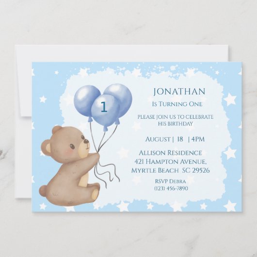 Eerste uitnodiging voor een ballonvaardig Beer (Voorkant)