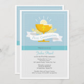 Eerste uitnodiging voor een blauw pokadot (Voorkant / Achterkant)