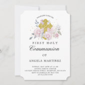 Eerste uitnodiging voor een communiqué - roze Flor (Voorkant)