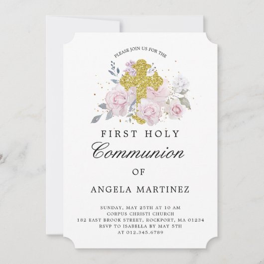 Eerste uitnodiging voor een communiqué - roze Flor (Voorkant)