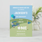 Eerste uitnodiging voor een golfverjaardag (Staand voorkant)