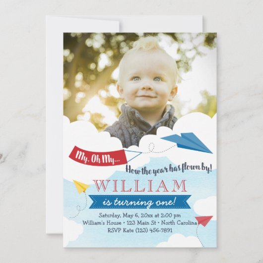 Eerste uitnodiging voor een vliegtuig op papier (Voorkant)