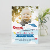 Eerste uitnodiging voor een vliegtuig op papier (Staand voorkant)