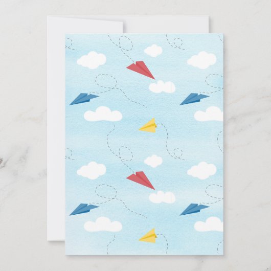 Eerste uitnodiging voor een vliegtuig op papier (Achterkant)