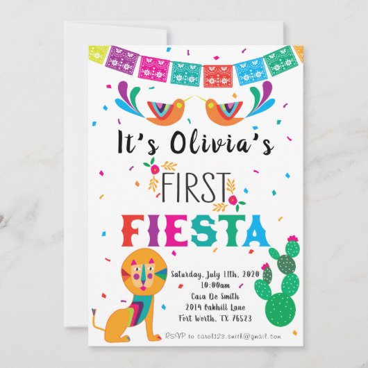 Eerste uitnodiging voor Fiesta Birthday (Voorkant)