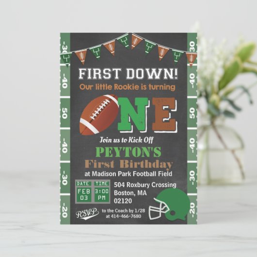 Eerste uitnodiging voor Football van de partij Cha (Staand voorkant)