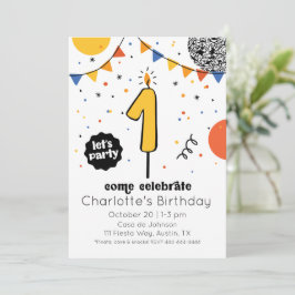 Eerste uitnodiging voor kaarsblauw van de Birthday