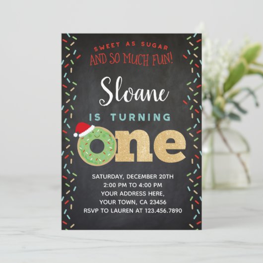 Eerste uitnodiging voor kerstdonut (Staand voorkant)