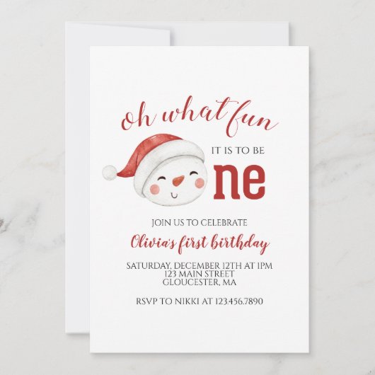 Eerste uitnodiging voor kerstmis Snowman (Voorkant)