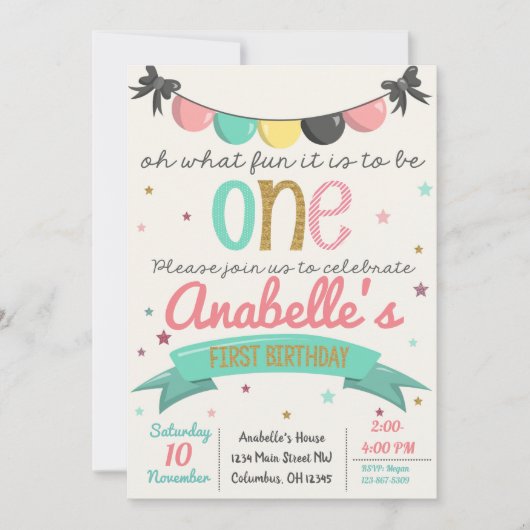 Eerste uitnodiging voor kleine meisjes (Voorkant)