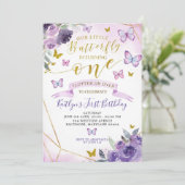 Eerste uitnodiging voor Paarse en goudvlinder (Staand voorkant)