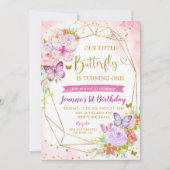 Eerste uitnodiging voor roze en Paarse vlinder (Voorkant)