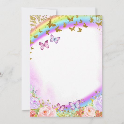 Eerste uitnodiging voor roze en Paarse vlinder (Achterkant)