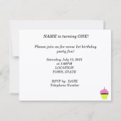 Eerste uitnodiging voor roze koekjes van de Birthd (Achterkant)