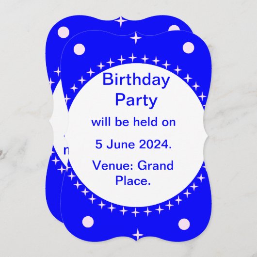 Eerste uitnodiging voor verjaardagsfeestje. Gefeli (Voorkant / Achterkant)