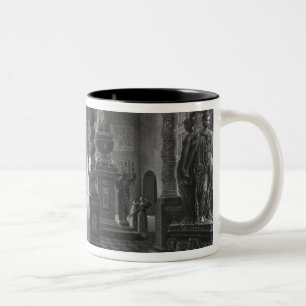 Eerste uitzicht van de inleidende kamer tweekleurige koffiemok