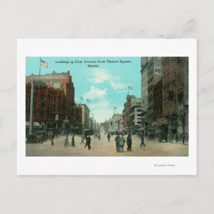 Eerste Uitzicht van Pioneer Avenue Briefkaart