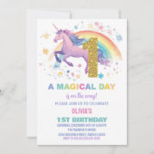Eerste Unicorn Birthday-uitnodigingen Kaart (Voorkant)