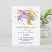 Eerste Unicorn Birthday-uitnodigingen Kaart (Staand voorkant)