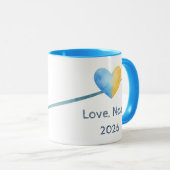Eerste Vaderdag 2026 Blauwe Waterverf Handafdruk Mok (Voorkant rechts)