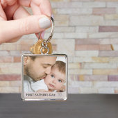 Eerste Vaderdag 2026 Custom Dad en Baby Foto Sleutelhanger