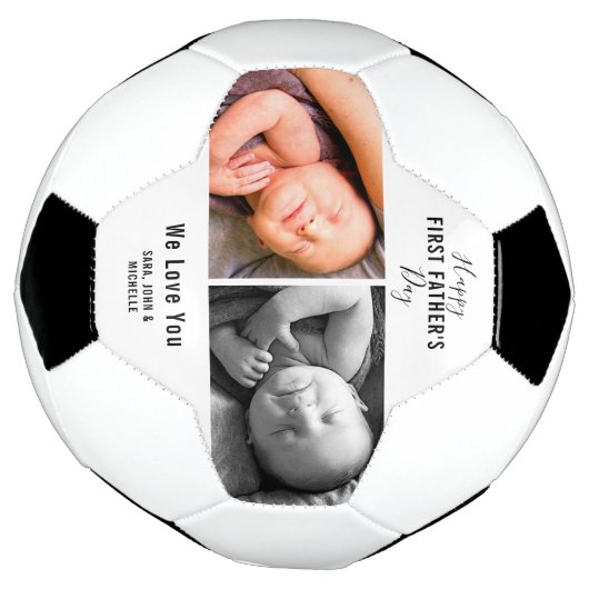 Eerste vaderdag 2 Foto Baby Naam nieuwe vader Voetbal (Gedraaid)