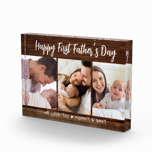 Eerste Vaderdag 3 Afbeelding Donkerhout Fotoblokken (Rechts)