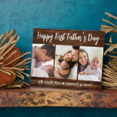 Eerste Vaderdag 3 Foto collage Dark Wood Fotoplaat (Zijkant)